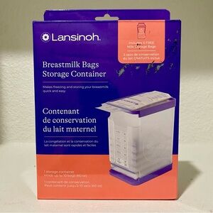 New Lansinoh Breastmilk Storage Container Holds 10 Bags (60 Oz) BPA Free